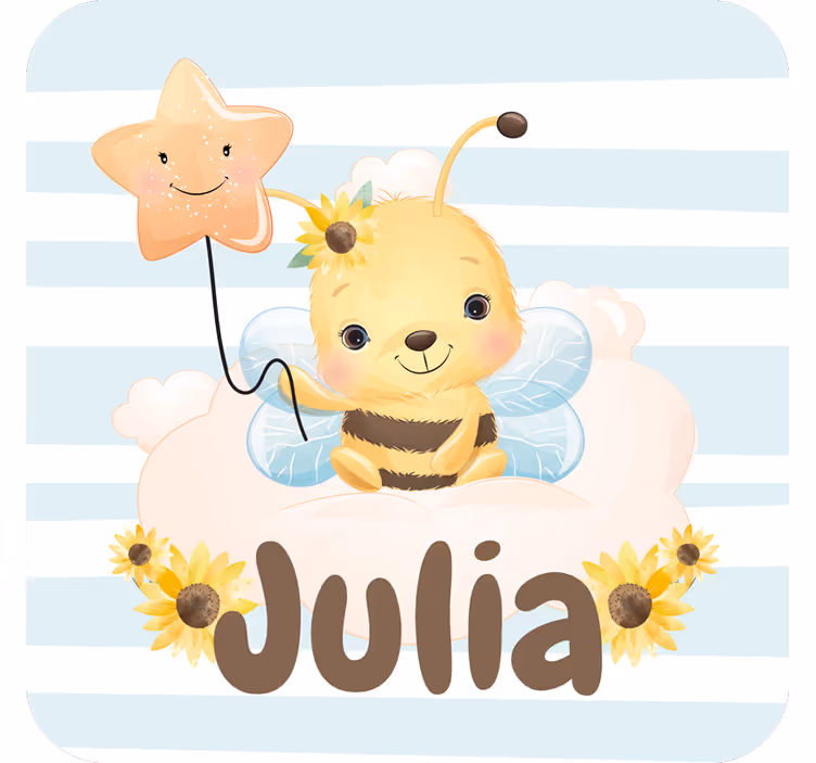 Personalizable coasters cute bee with star - TenStickers