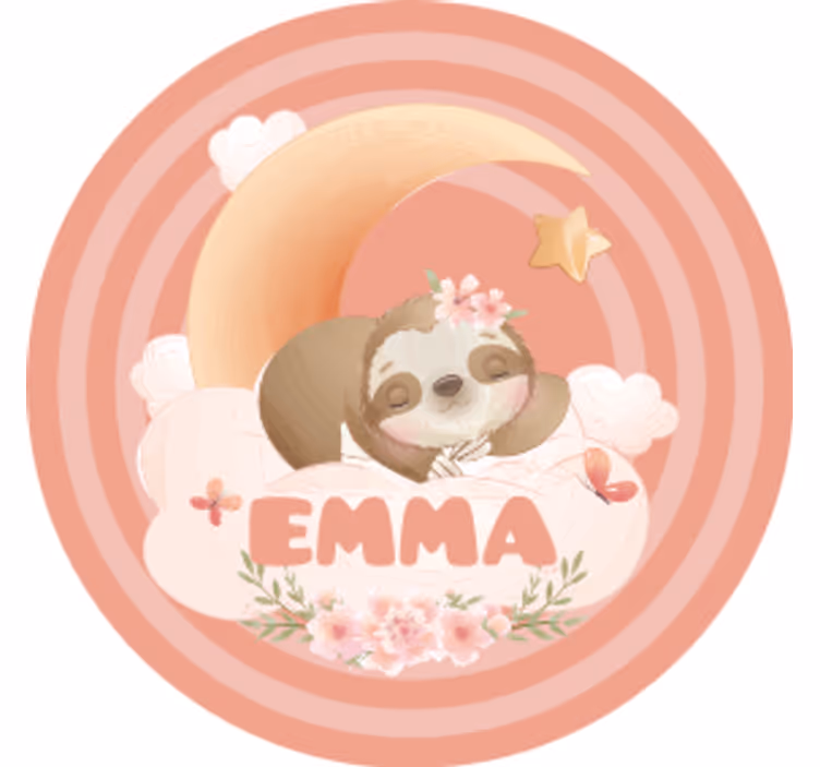 Personalizable coasters sloth moon floral - TenStickers