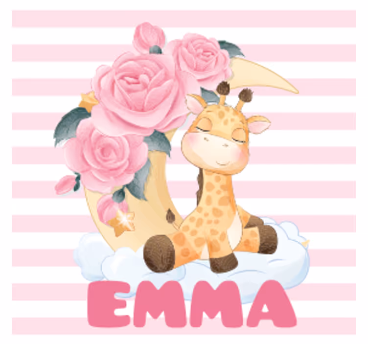 Personalizable coasters giraffe with floral crescent - TenStickers