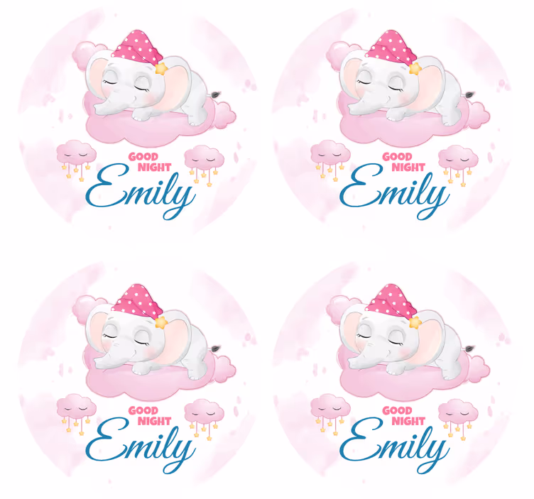 Personalizable coasters sleepy elephant design - TenStickers