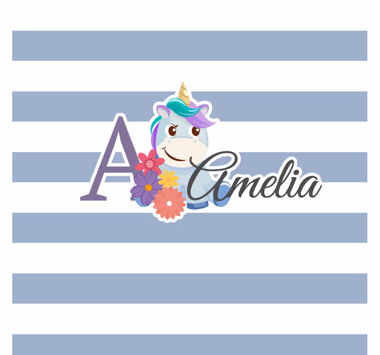 Personalizable coasters unicorn and floral initial - TenStickers