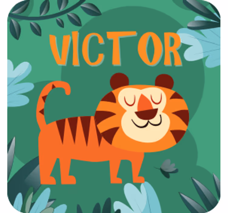 Personalizable coasters cheerful tiger illustration - TenStickers