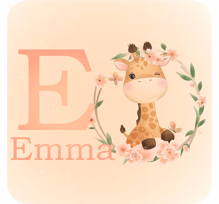 Cute giraffe girl name personalised coasters - TenStickers