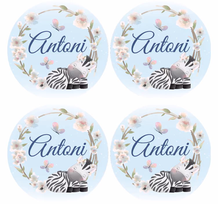 Personalizable coasters personalized zebra illustration - TenStickers