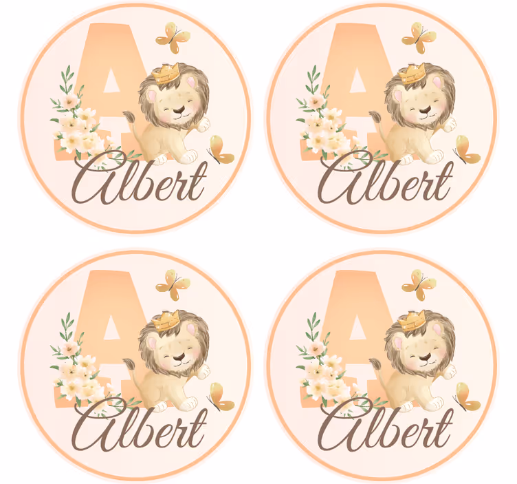 Personalizable coasters whimsical lion design - TenStickers