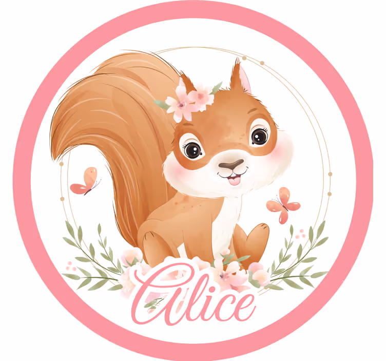 Personalizable coasters with cute squirrel illustration - TenStickers