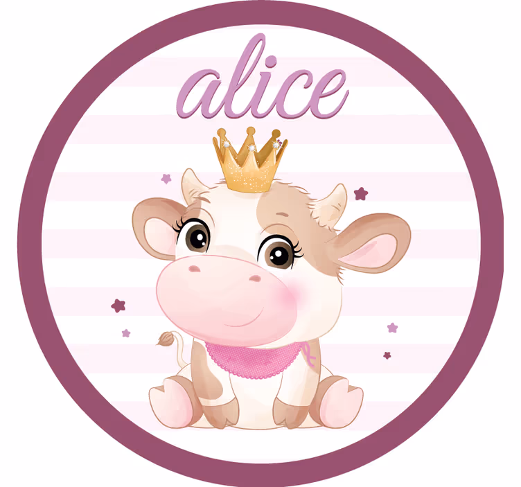 Personalizable coasters with cute cow design - TenStickers