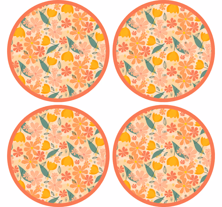 Floral patterned round surface coasters - TenStickers