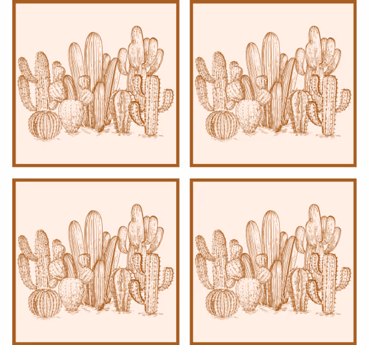 Cactus variety illustration coasters - TenStickers
