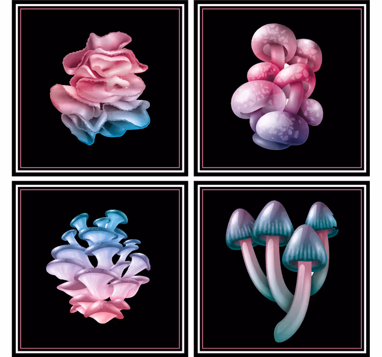 Set of magic mushrooms modern coaster - TenStickers