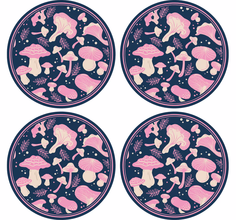 Geek coasters whimsical mushroom designs - TenStickers