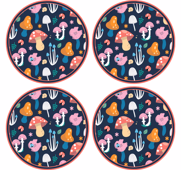 Geek coasters vibrant fungi design - TenStickers