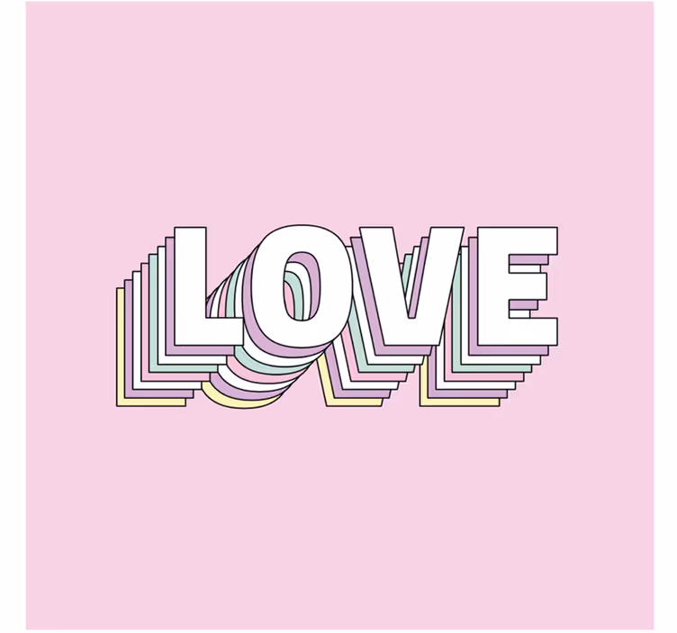 Pink and white love typography text coasters - TenStickers