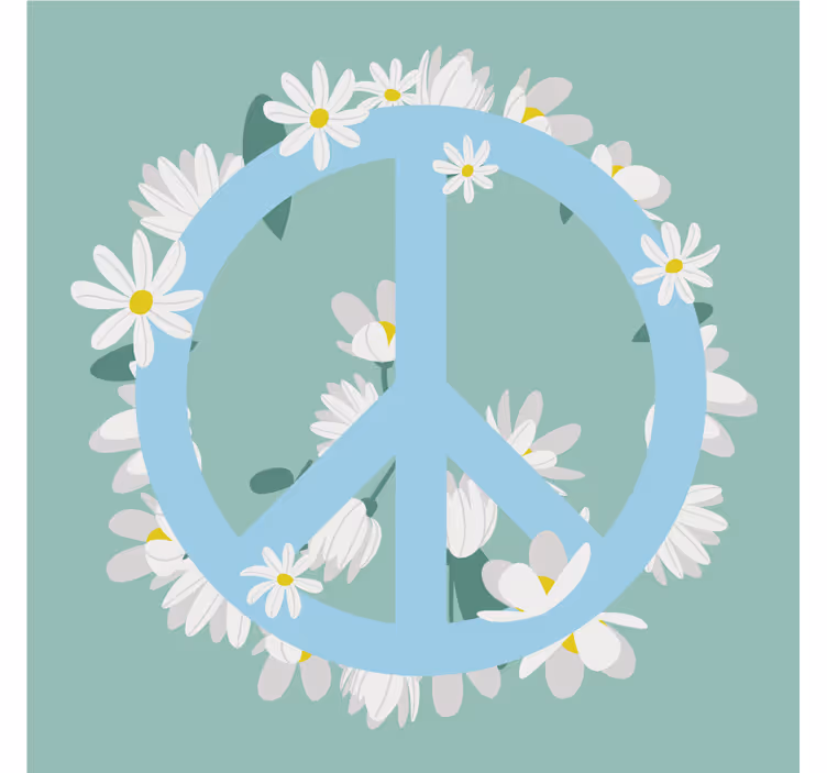 Text coasters peace sign with daisies design - TenStickers