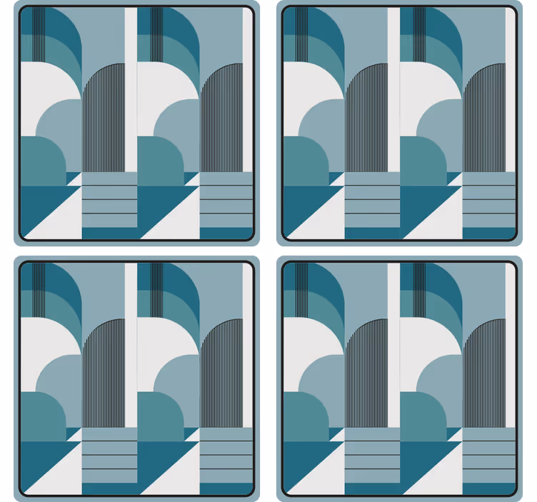 Blue geometric urban design modern coaster - TenStickers