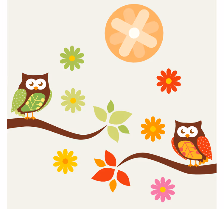 Geek coasters featuring colorful owls and flowers - TenStickers