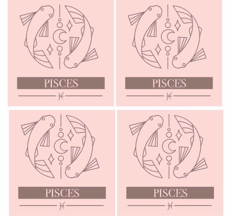 Personalizable coasters pisces zodiac fish symbol - TenStickers