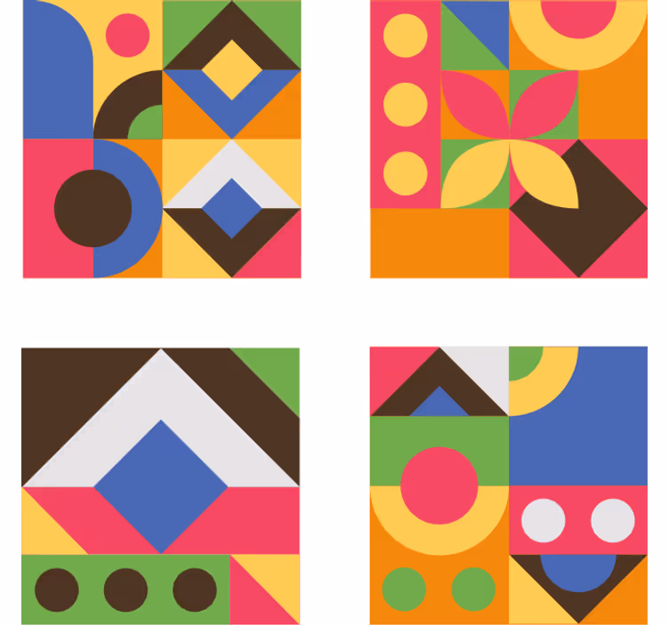 Coasters with vibrant geometric designs - TenStickers