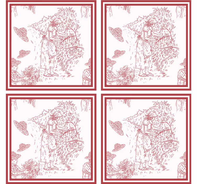 Vintage coasters rustic scene illustration - TenStickers