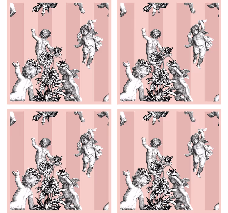 Cherubs and Floral Motif vintage coasters - TenStickers