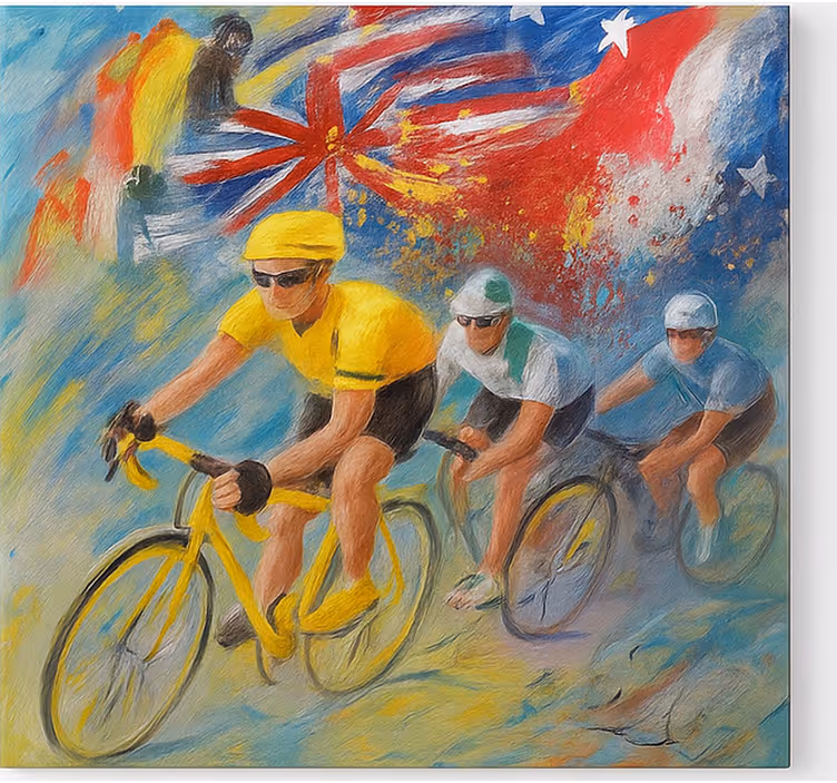 Painting of cyclists sports canvas art - TenStickers