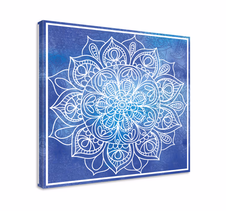 Blue canvas print of blue hand drawn mandala - TenStickers