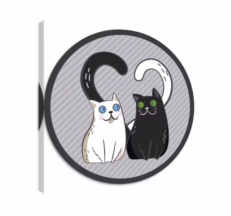 Cat wall art vinyl rug featuring two cats with colored eyes - TenStickers