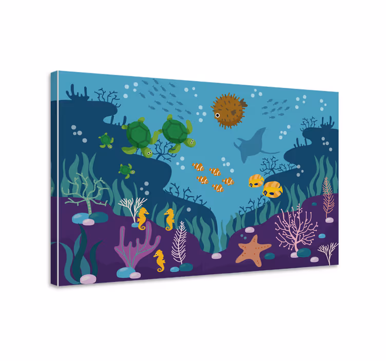 Fish canvas kids wall mural with fish in the sea - TenStickers