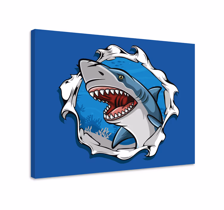 Fish canvas big shark 3d artwork - TenStickers