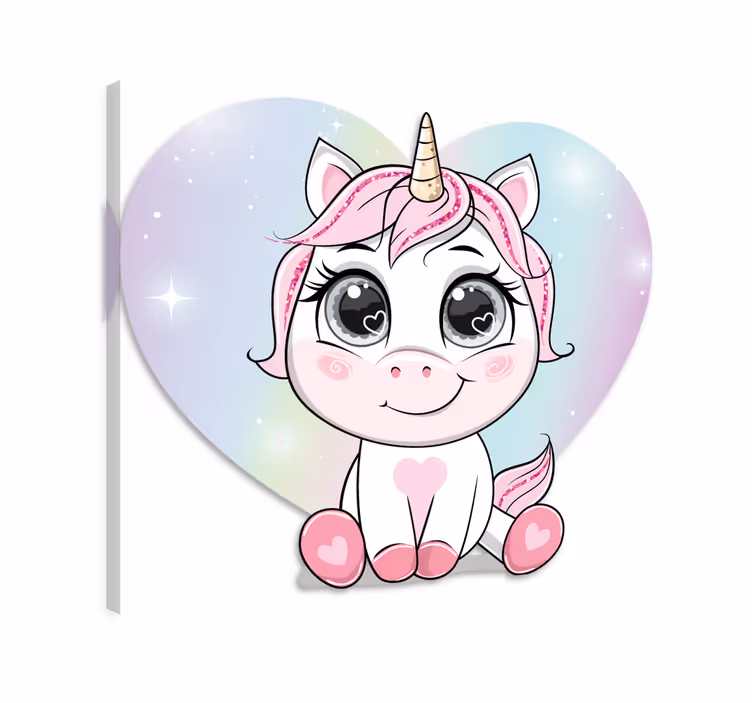 Unicorn pictures framed cute cartoon unicorn love hearts - TenStickers