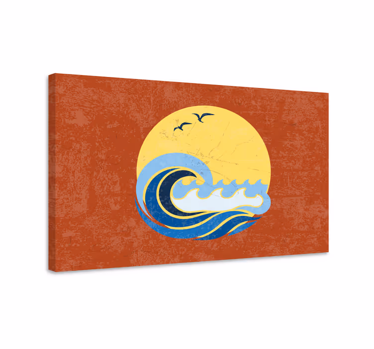 Sun, beach and wave 70's canvas prints - TenStickers