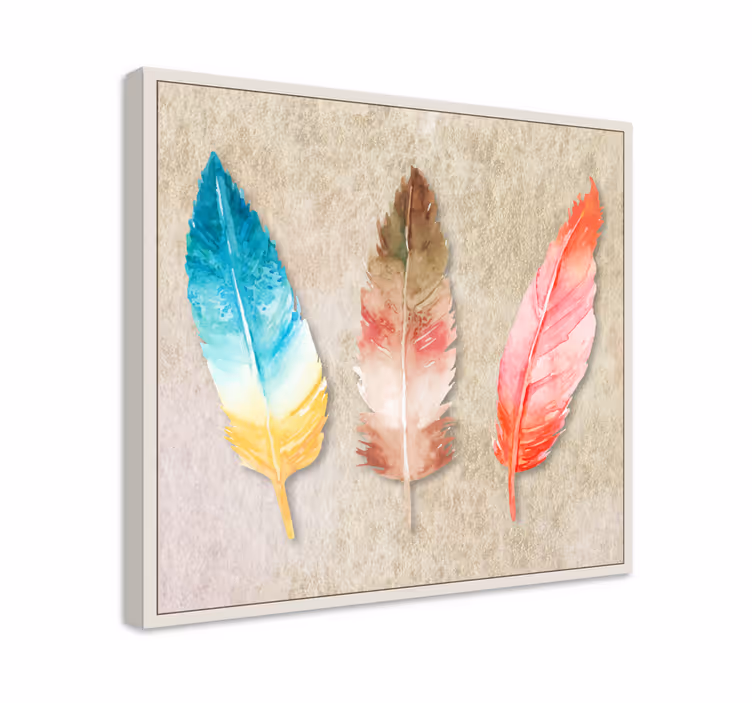 plumas pintadas de acuarela canvas wall art - TenStickers