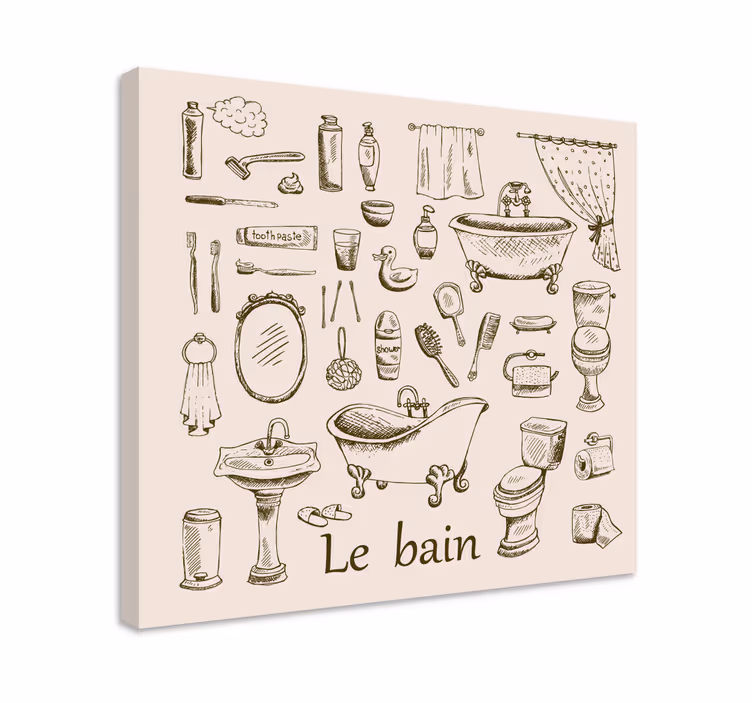 Vintage bathroom retro canvas art - TenStickers