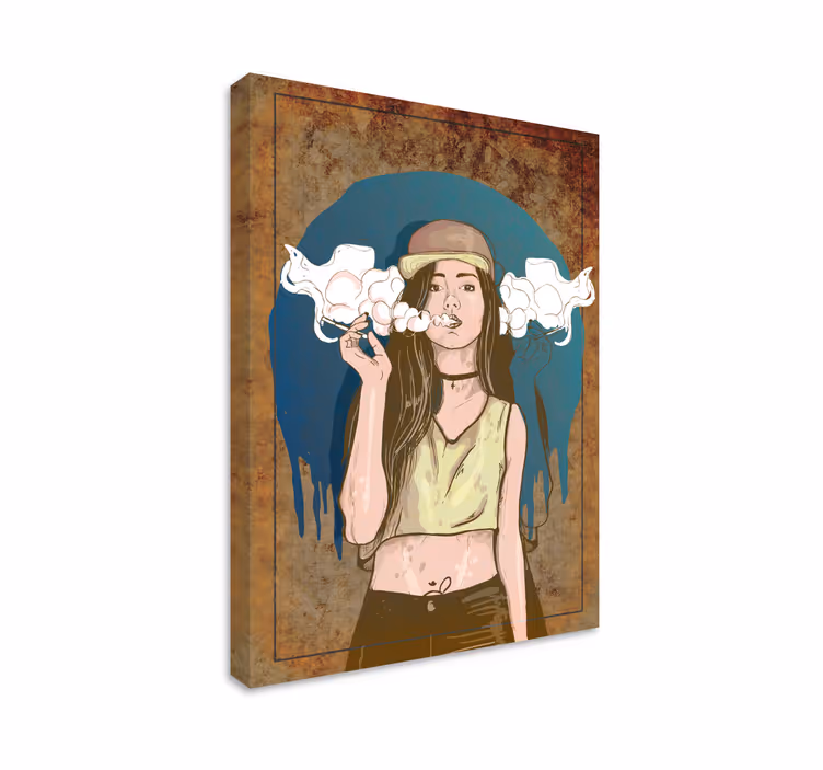 Bubble-Blowing Portrait people canvas - TenStickers