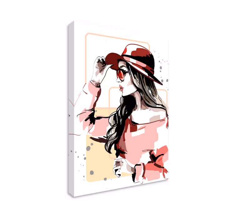 Elegant Woman with a hat canvas print - TenStickers