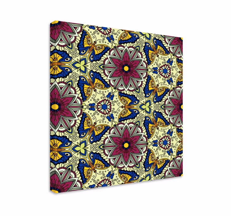 Flowers canvas floral butterfly design - TenStickers