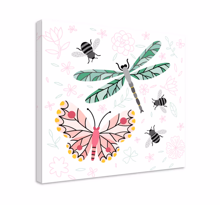 Butterfly canvas insects and flowers - TenStickers