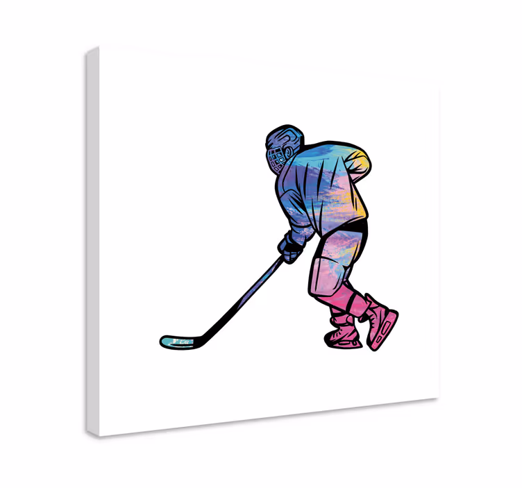 Sports canvas art hockey player in motion - TenStickers