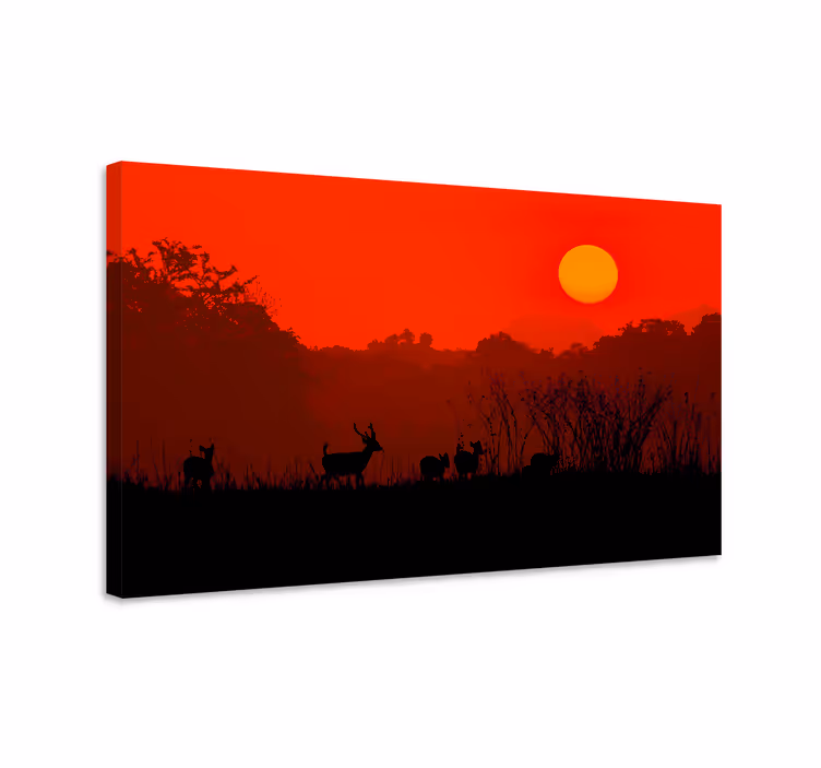 Stag canvas silhouette of stag at sunset - TenStickers