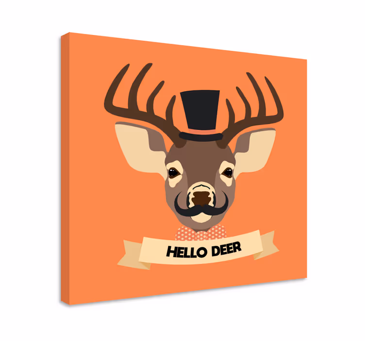 Hello Deer Stag canvas art - TenStickers
