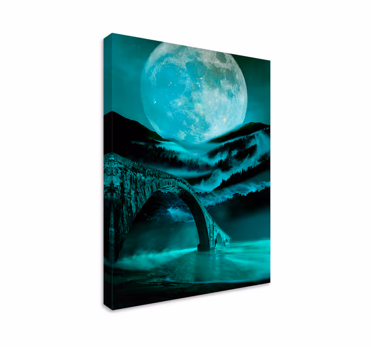 Moonlight river landscape canvas - TenStickers
