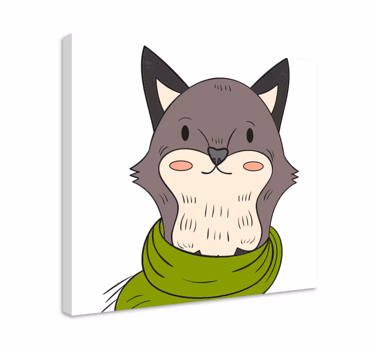 Nordic gray fox with scarf animal canvas prints - TenStickers