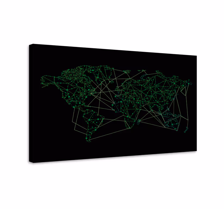 World map wall art network connectivity design - TenStickers