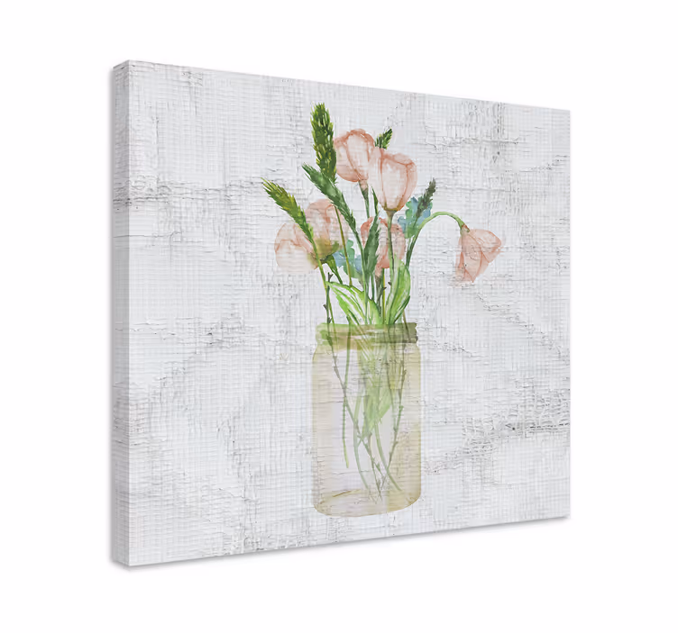 Flowers canvas pink flower jar artwork - TenStickers