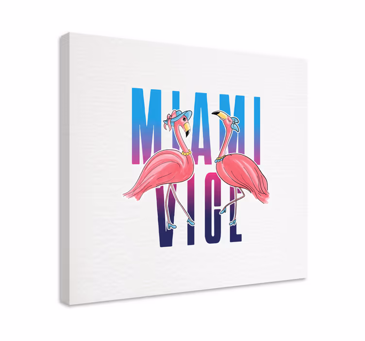 Miami vice flamingo design animal canvas prints - TenStickers