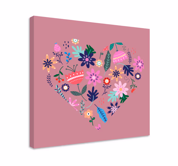 Flowers canvas heart flower arrangement - TenStickers
