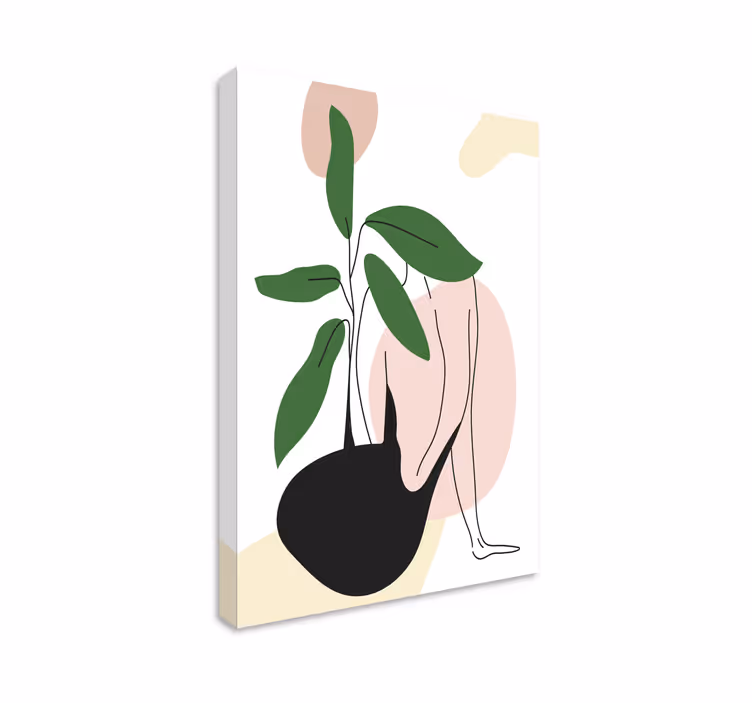 Abstract wall art 1 female figure with plant - TenStickers