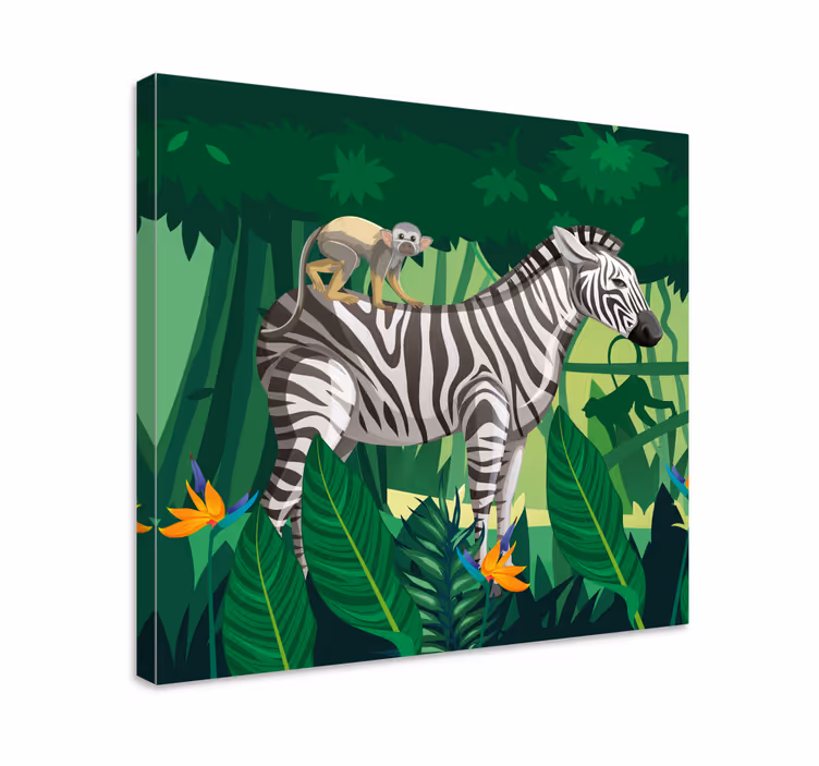 Giraffe Zebra and Monkey nursery canvas - TenStickers