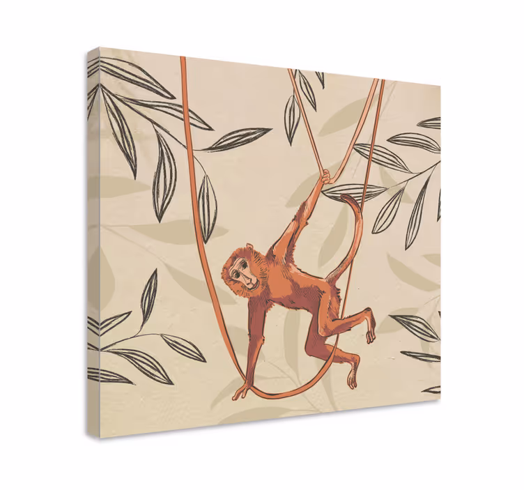 Animal canvas wall art swinging monkey - TenStickers