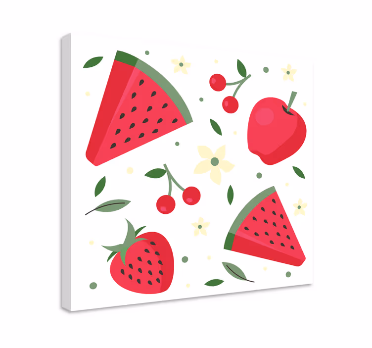 Red pattern of fruit canvas - TenStickers
